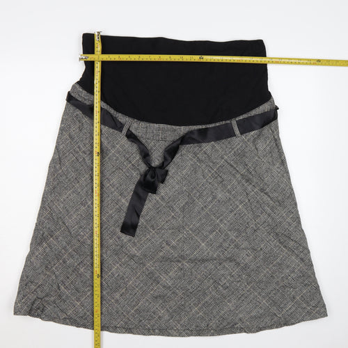 H&M Mama Women’s Grey Check Maternity A-Line Knee Length Skirt UK 16