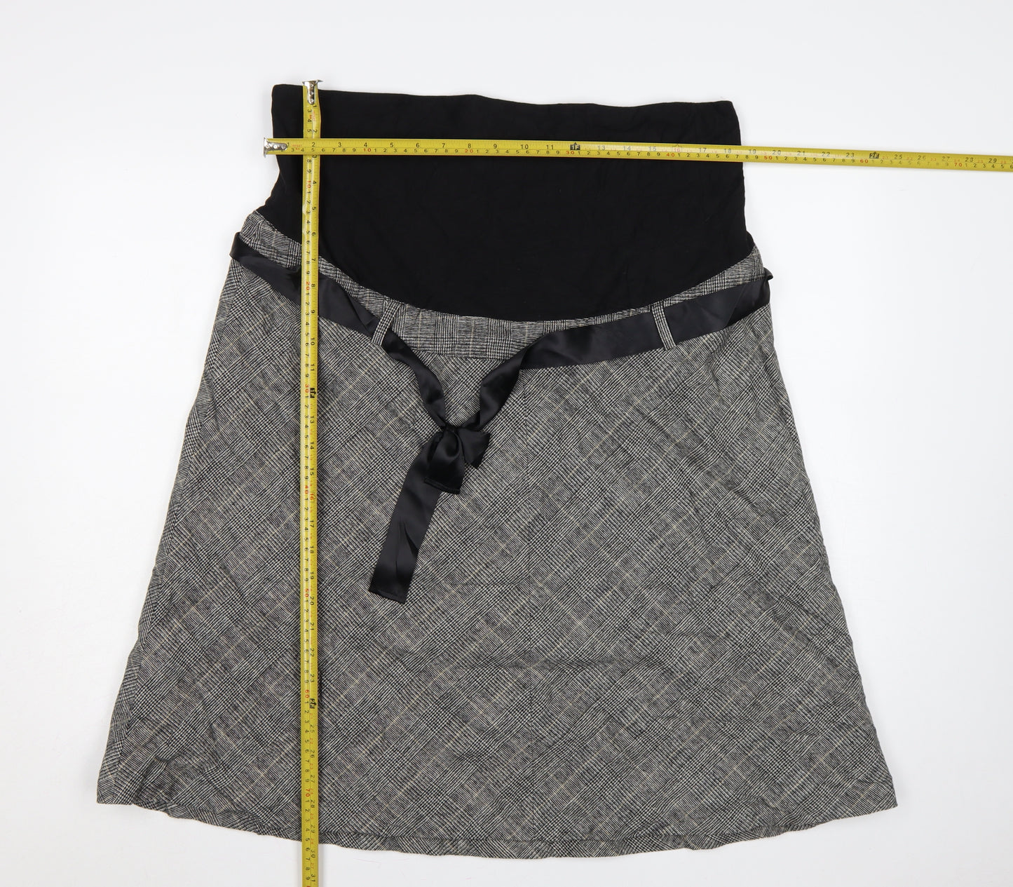 H&M Mama Women’s Grey Check Maternity A-Line Knee Length Skirt UK 16
