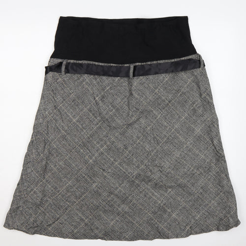 H&M Mama Women’s Grey Check Maternity A-Line Knee Length Skirt UK 16