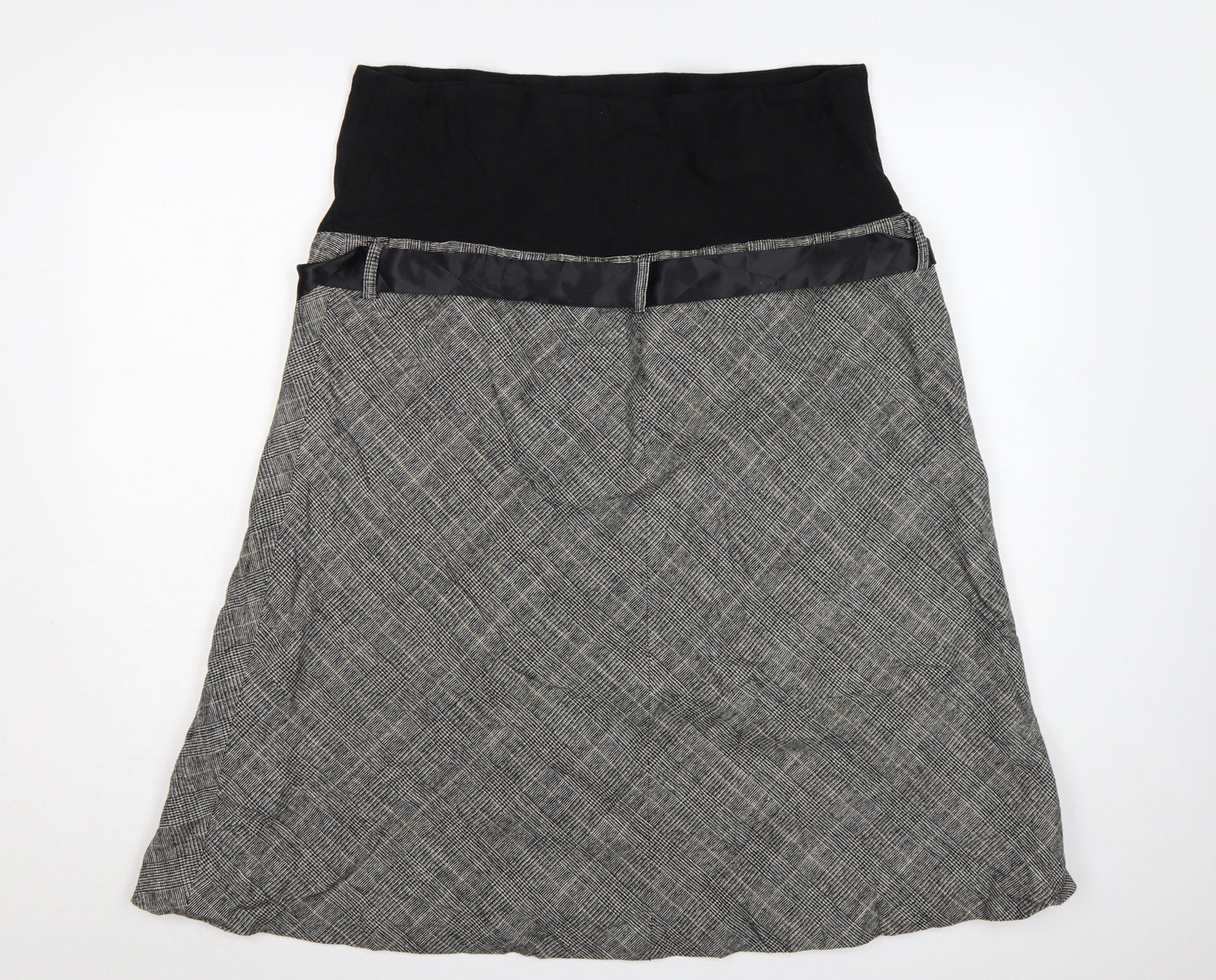 H&M Mama Women’s Grey Check Maternity A-Line Knee Length Skirt UK 16