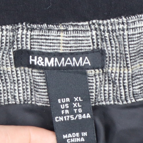 H&M Mama Women’s Grey Check Maternity A-Line Knee Length Skirt UK 16