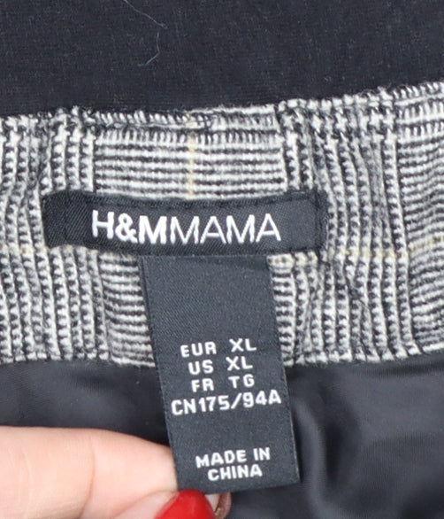 H&M Mama Women’s Grey Check Maternity A-Line Knee Length Skirt UK 16