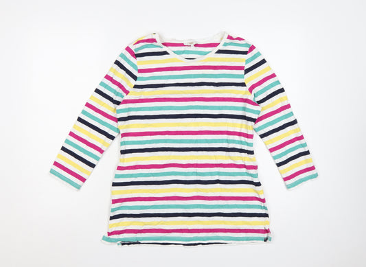 Cotton Traders Women’s Multicoloured Stripe Long Sleeve T-Shirt UK 14