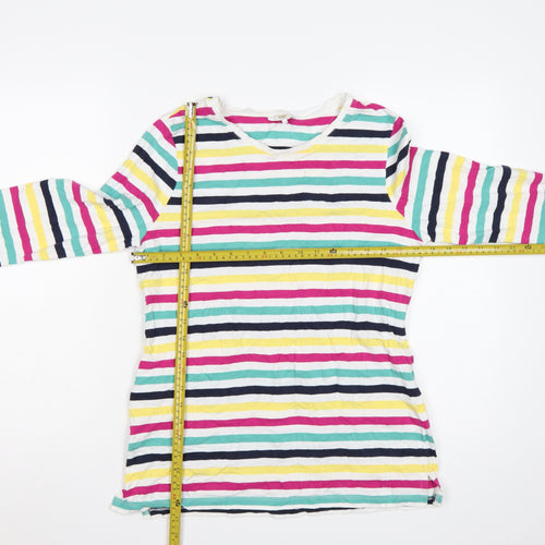 Cotton Traders Women’s Multicoloured Stripe Long Sleeve T-Shirt UK 14