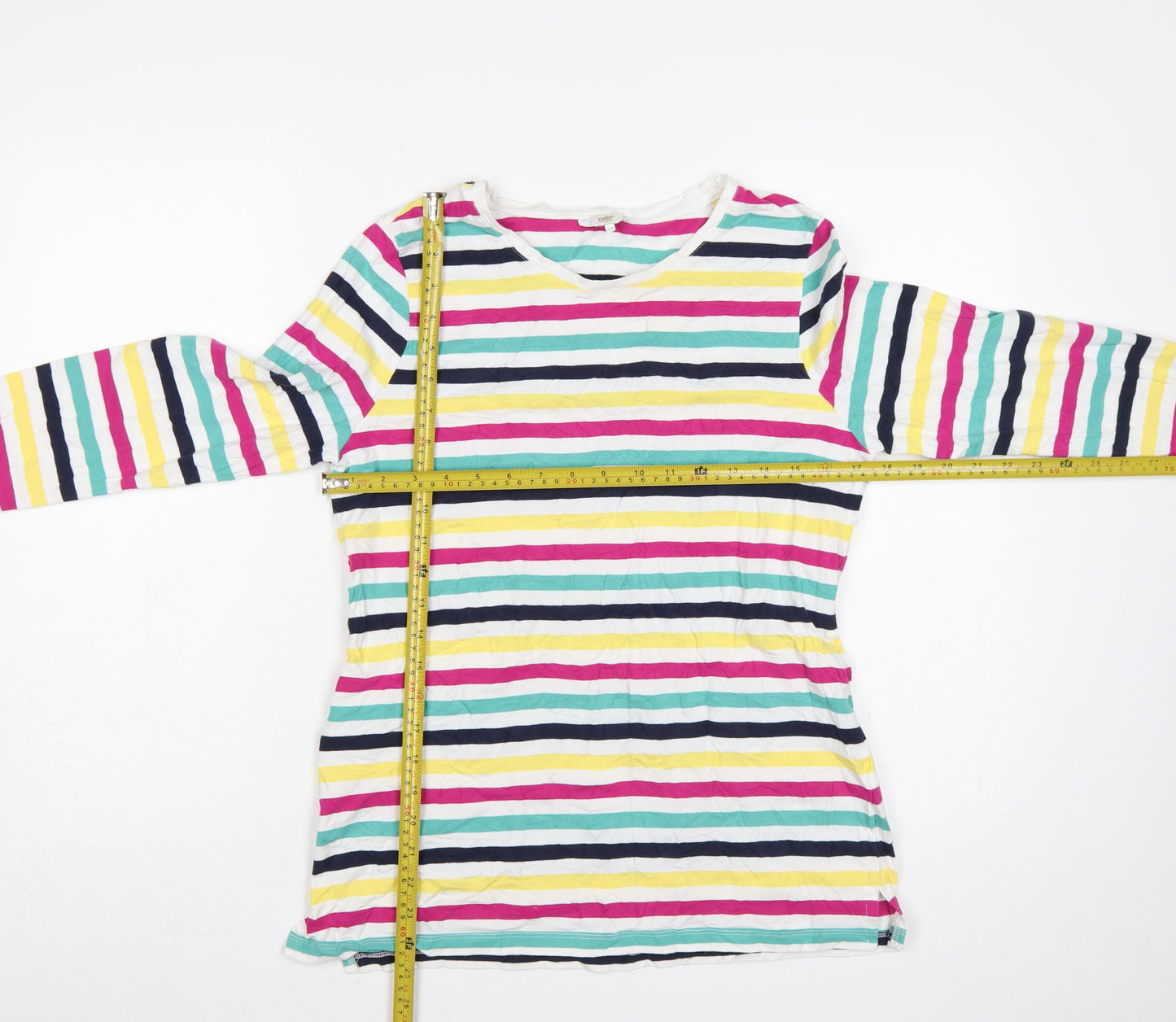 Cotton Traders Women’s Multicoloured Stripe Long Sleeve T-Shirt UK 14