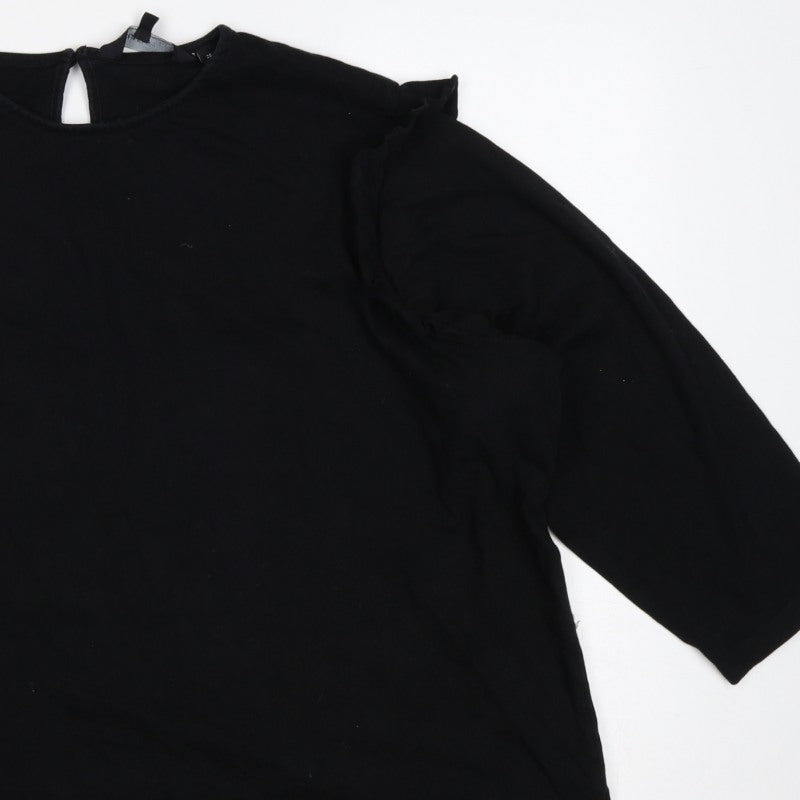 Additional view of Capsule Women Black, size 26, Ruffle 3/4 Sleeve Jersey Blouse