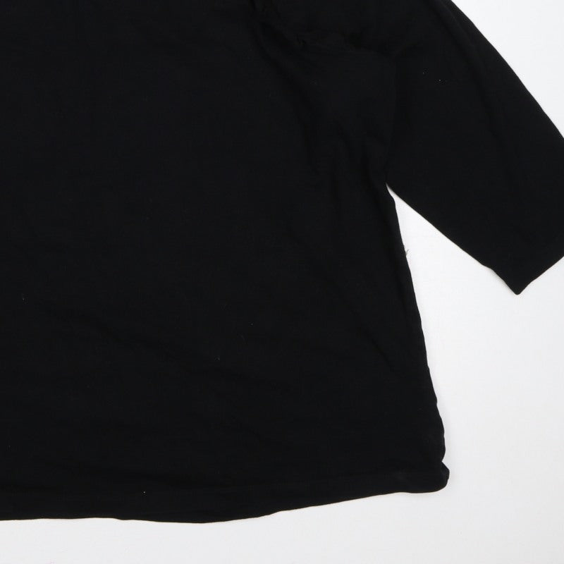 Additional view of Capsule Women Black, size 26, Ruffle 3/4 Sleeve Jersey Blouse