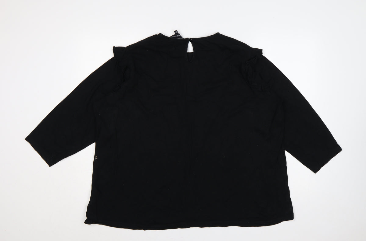 Brand and care label for Capsule Women Black, size 26, Ruffle 3/4 Sleeve Jersey Blouse