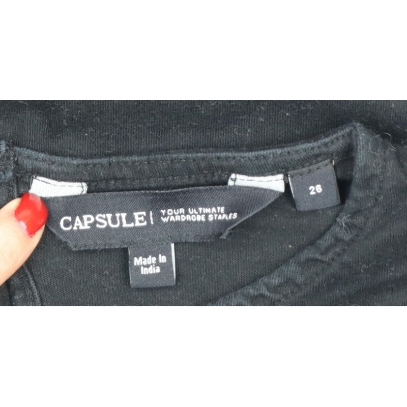 Additional view of Capsule Women Black, size 26, Ruffle 3/4 Sleeve Jersey Blouse