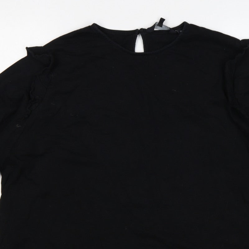 Additional view of Capsule Women Black, size 26, Ruffle 3/4 Sleeve Jersey Blouse