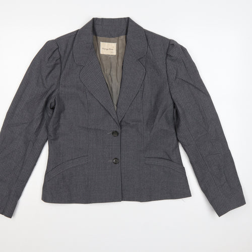 Carnegie Court Women’s Grey Pinstripe Wool Blazer UK 16 Tailored
