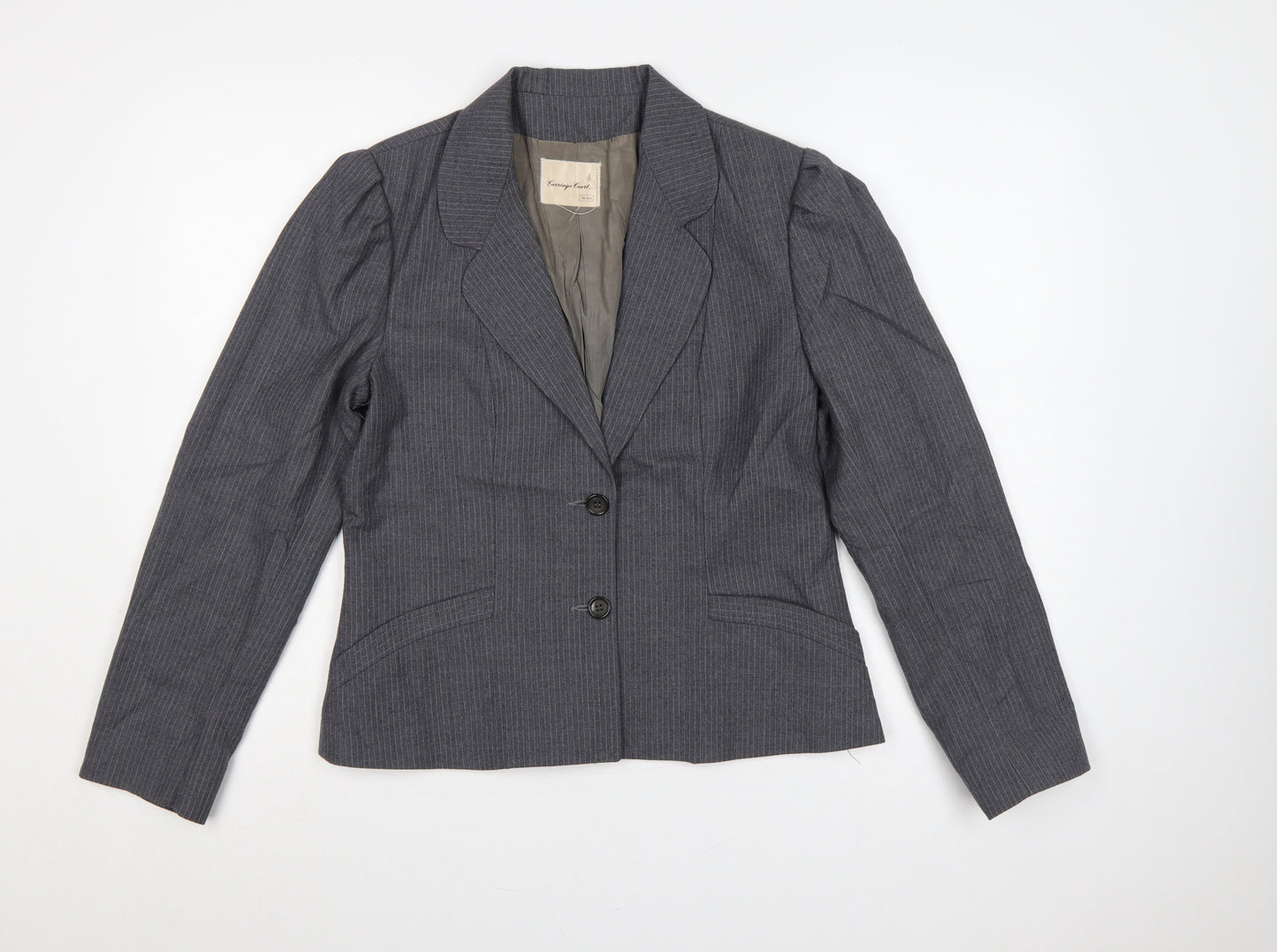 Carnegie Court Women’s Grey Pinstripe Wool Blazer UK 16 Tailored