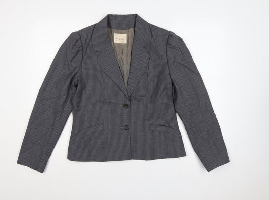 Carnegie Court Women’s Grey Pinstripe Wool Blazer UK 16 Tailored