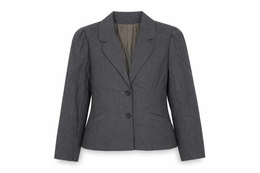 Carnegie Court Women’s Grey Pinstripe Wool Blazer UK 16 Tailored