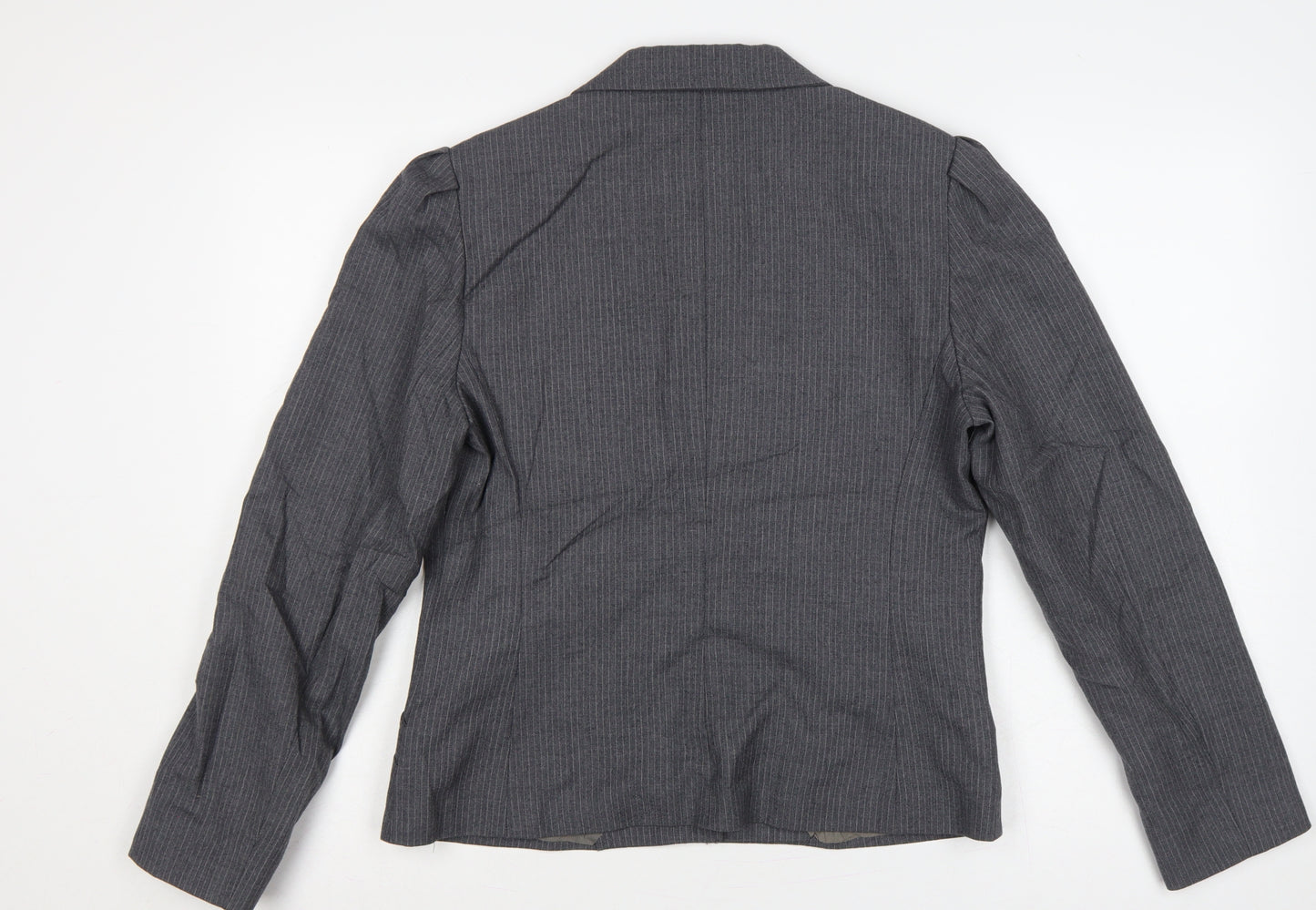 Carnegie Court Women’s Grey Pinstripe Wool Blazer UK 16 Tailored