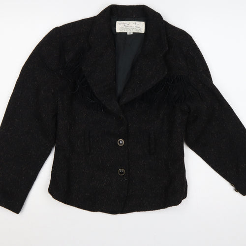Koustom Women’s Black M Wool Blend Textured Single-Breasted Jacket