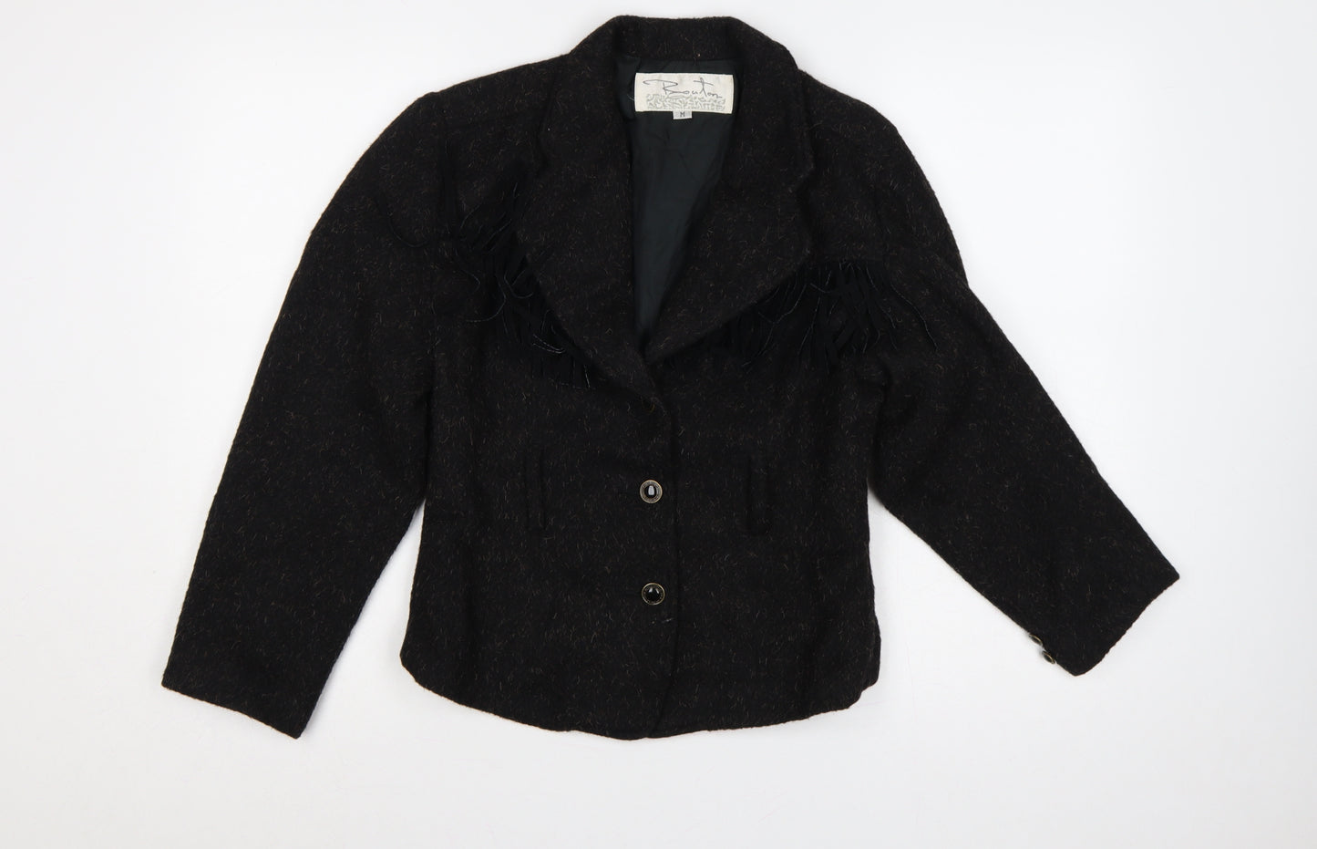 Koustom Women’s Black M Wool Blend Textured Single-Breasted Jacket