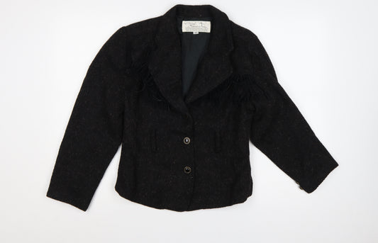 Koustom Women’s Black M Wool Blend Textured Single-Breasted Jacket