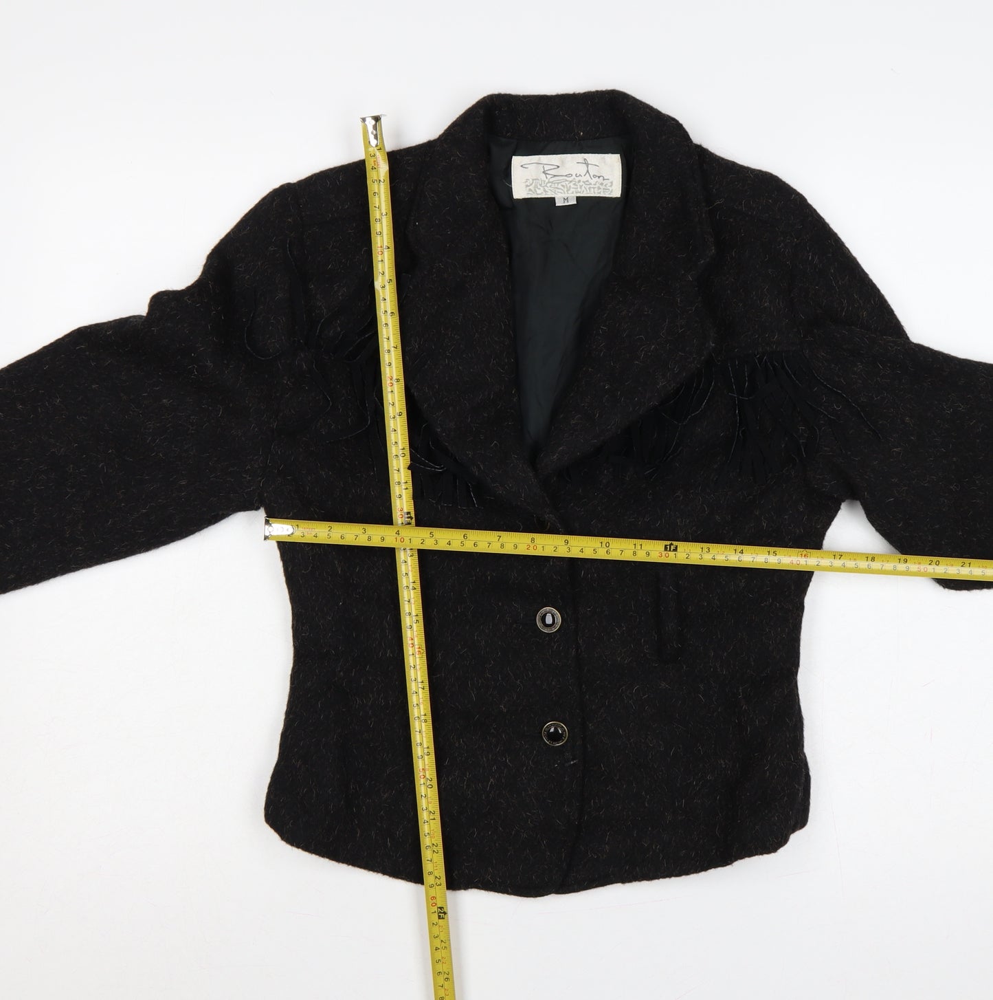 Koustom Women’s Black M Wool Blend Textured Single-Breasted Jacket