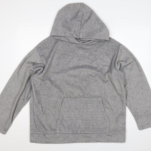Zara Trafaluc Women Grey M Velour Hooded Pullover Hoodie