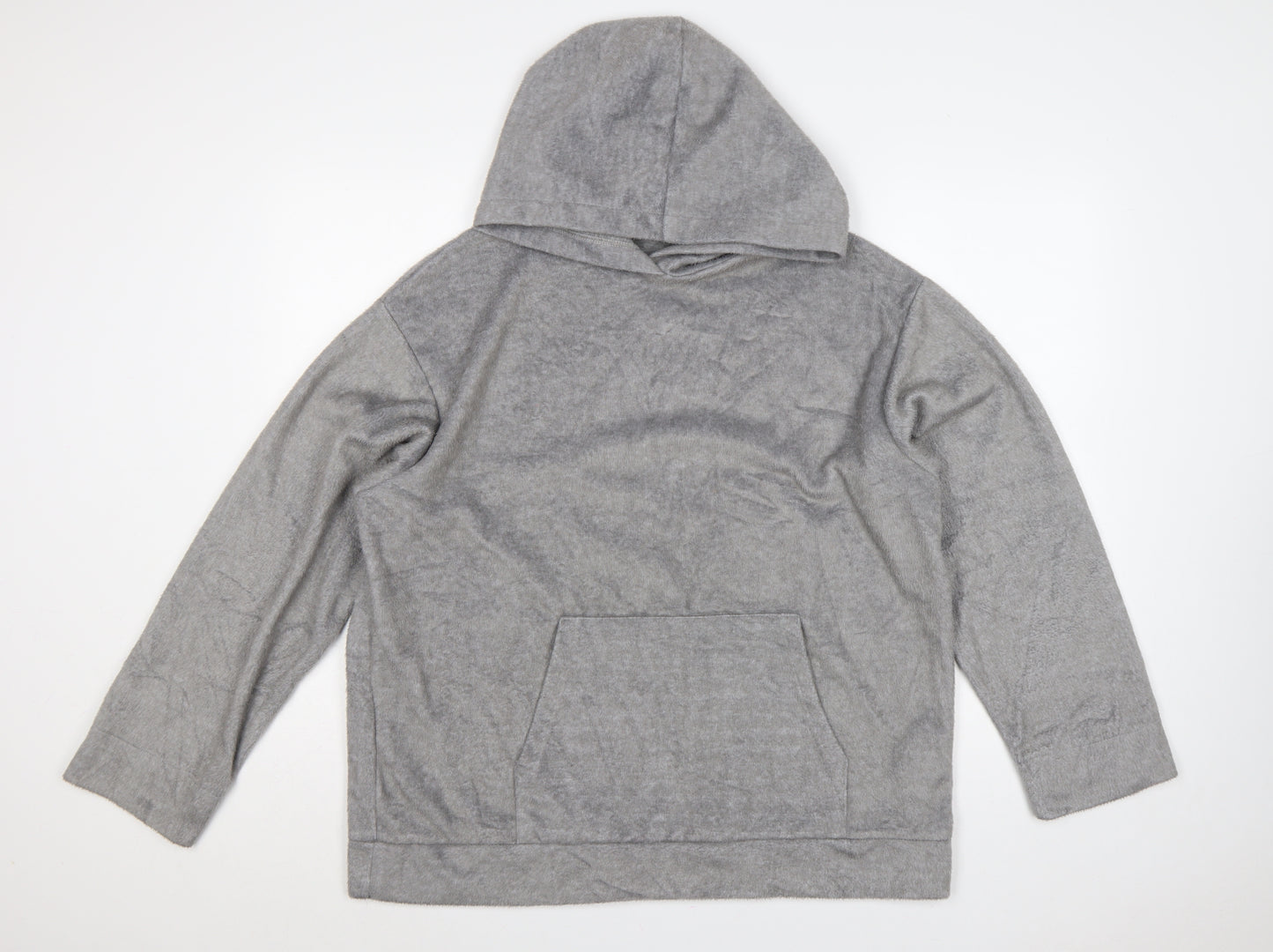 Zara Trafaluc Women Grey M Velour Hooded Pullover Hoodie
