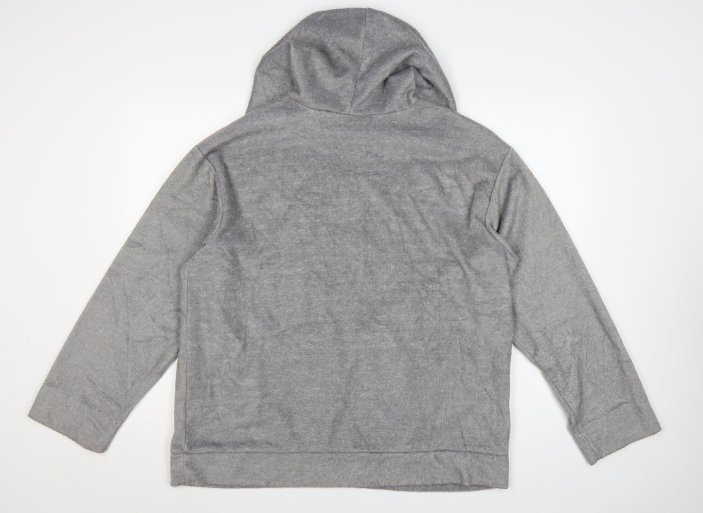 Zara Trafaluc Women Grey M Velour Hooded Pullover Hoodie