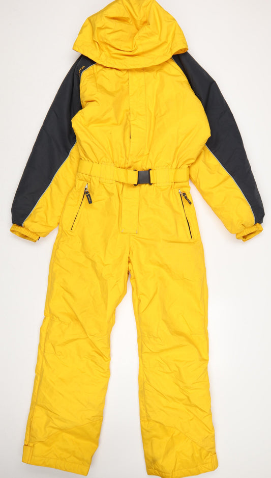 Quechua Boys Yellow 12 Years Ski Snowsuit Hooded Belted