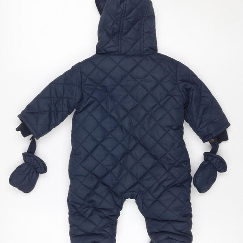 Mamas & Papas Unisex Baby Navy 0-3 Months Quilted Hooded Snowsuit