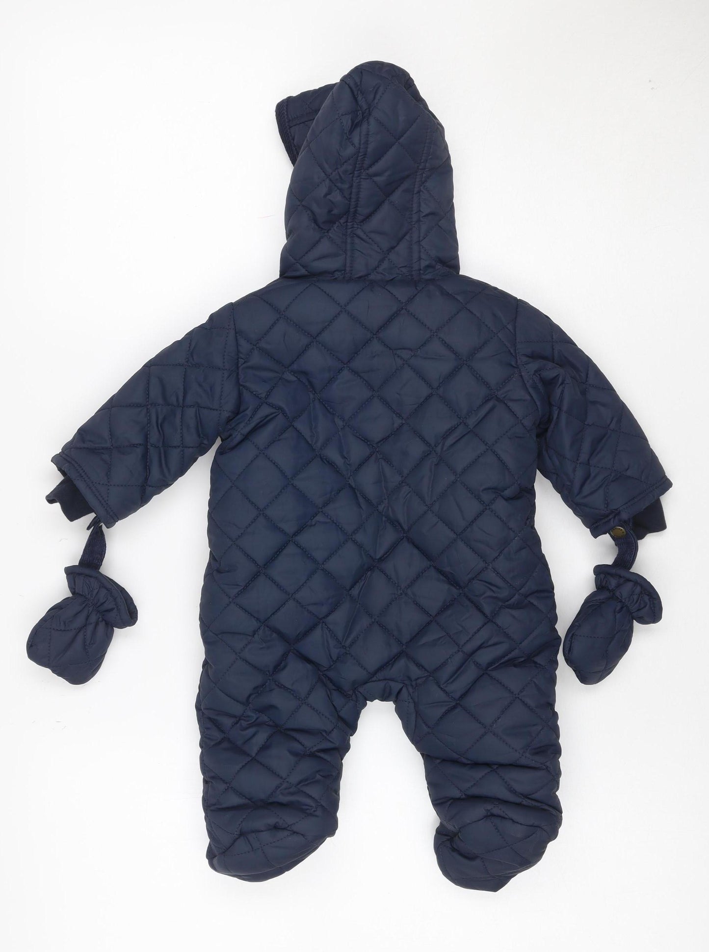 Mamas & Papas Unisex Baby Navy 0-3 Months Quilted Hooded Snowsuit