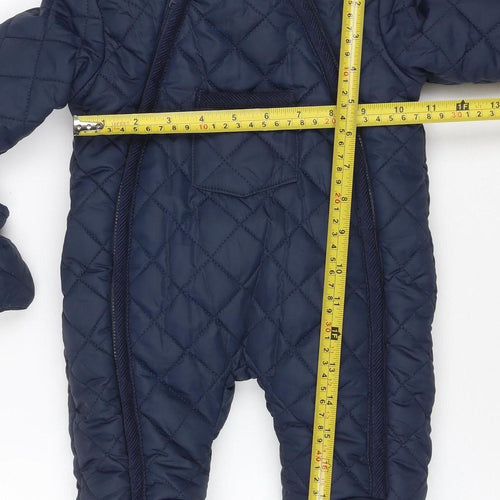 Mamas & Papas Unisex Baby Navy 0-3 Months Quilted Hooded Snowsuit