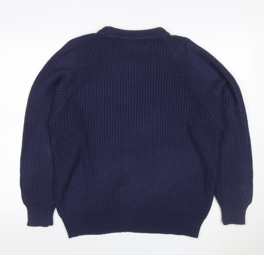 Lucky Brand Jeans Women’s Blue XL Roll Neck Chunky Knit Pullover Jumper