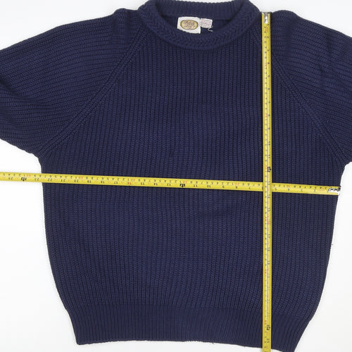Lucky Brand Jeans Women’s Blue XL Roll Neck Chunky Knit Pullover Jumper