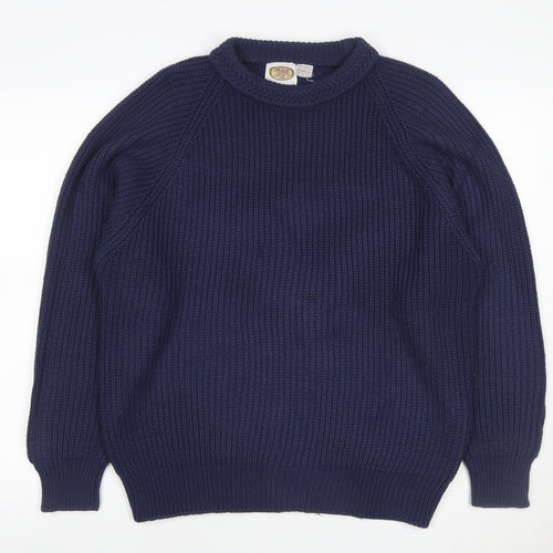 Lucky Brand Jeans Women’s Blue XL Roll Neck Chunky Knit Pullover Jumper