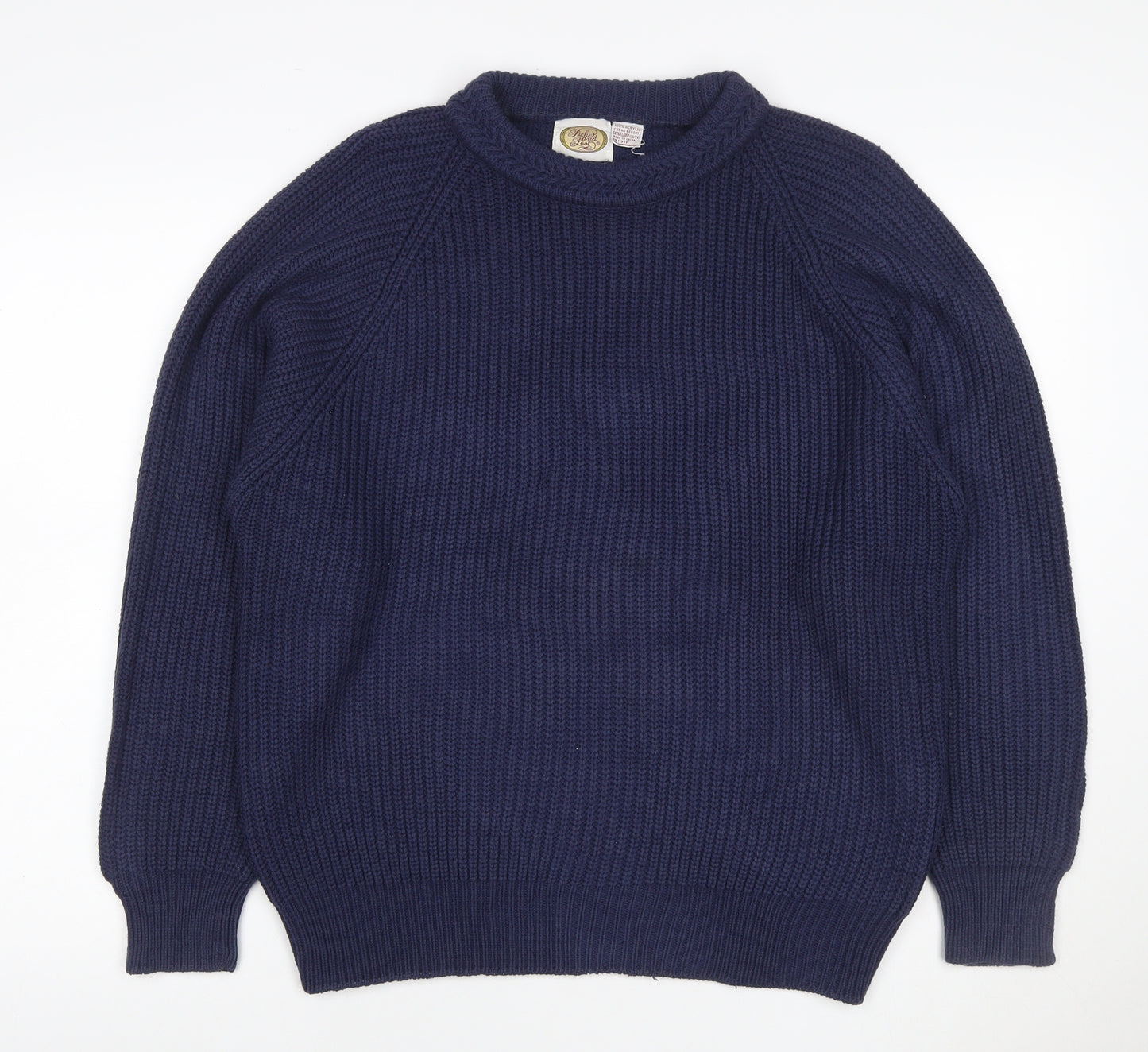 Lucky Brand Jeans Women’s Blue XL Roll Neck Chunky Knit Pullover Jumper