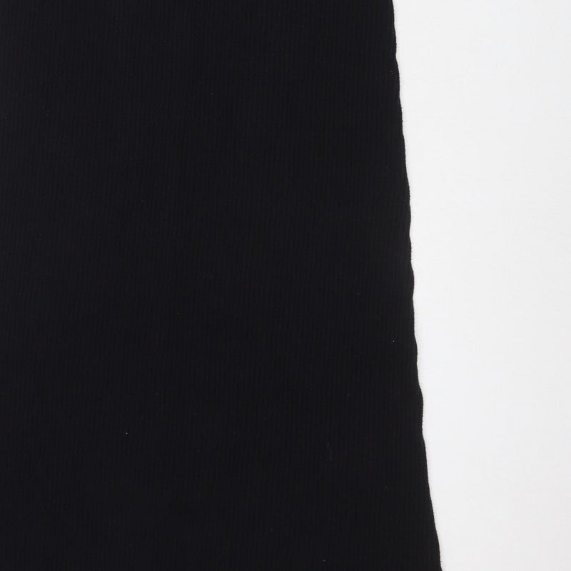 ASOS Women Black UK 10 Ribbed Knit Maxi Jumper Dress High Neck
