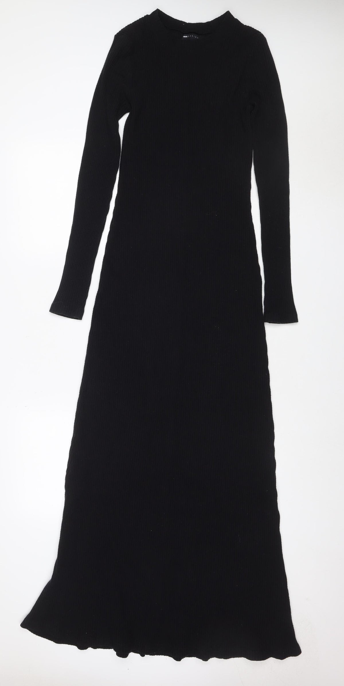 ASOS Women Black UK 10 Ribbed Knit Maxi Jumper Dress High Neck