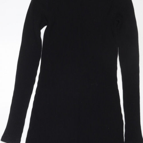ASOS Women Black UK 10 Ribbed Knit Maxi Jumper Dress High Neck