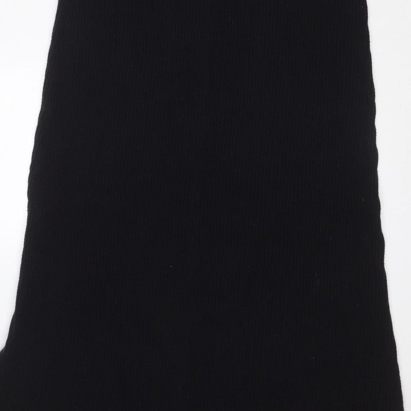 ASOS Women Black UK 10 Ribbed Knit Maxi Jumper Dress High Neck