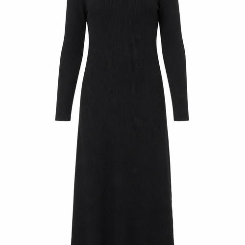 ASOS Women Black UK 10 Ribbed Knit Maxi Jumper Dress High Neck