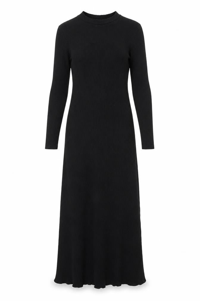ASOS Women Black UK 10 Ribbed Knit Maxi Jumper Dress High Neck