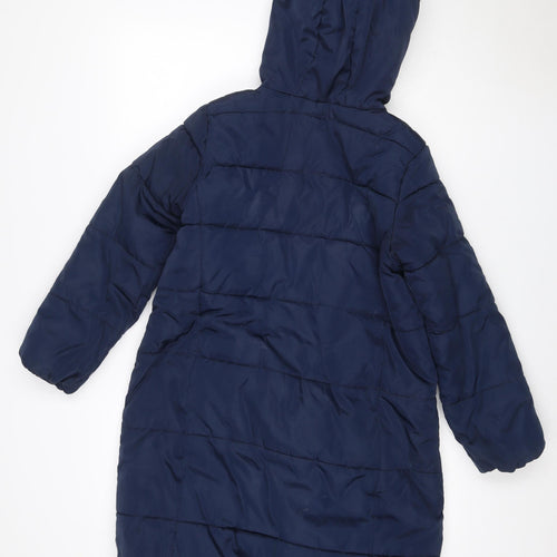 Marks & Spencer Girls Navy 13-14 Years Hooded Puffer Jacket Quilted