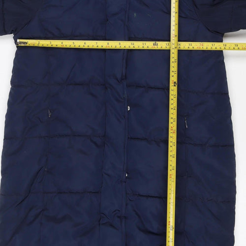 Marks & Spencer Girls Navy 13-14 Years Hooded Puffer Jacket Quilted