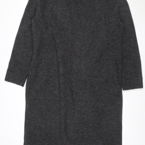 Zara Women Grey XL V-Neck Long Sleeve Knit Pullover Jumper