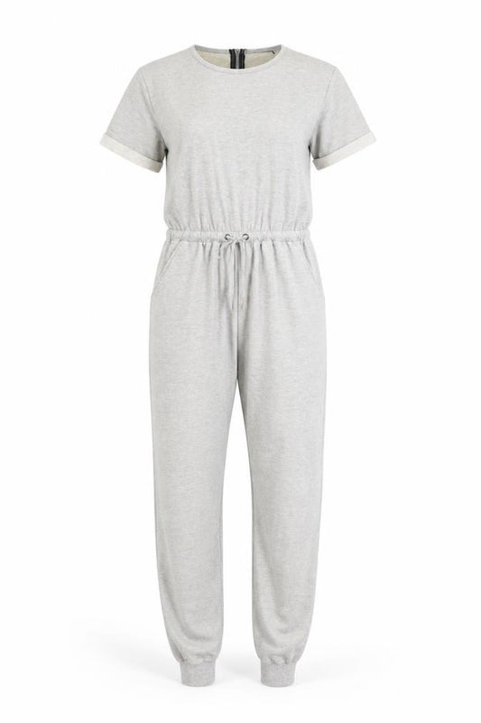 PrettyLittleThing Women Grey UK 8 Short Sleeve Zip Jogger Jumpsuit