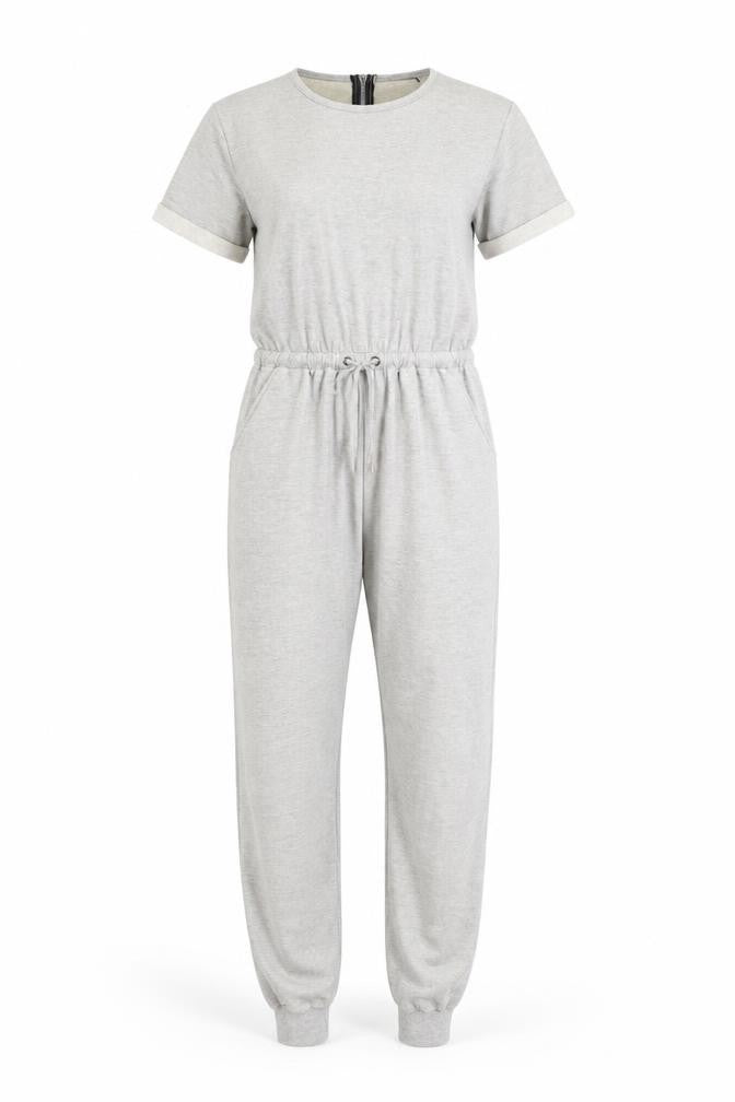 PrettyLittleThing Women Grey UK 8 Short Sleeve Zip Jogger Jumpsuit