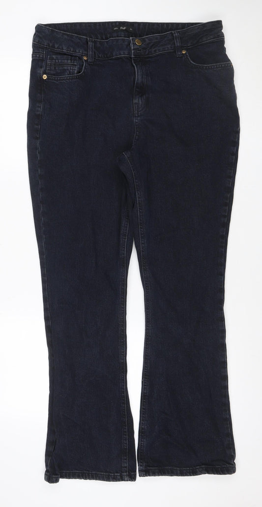 F&F Women’s Black Straight Leg Stretch Jeans UK 18 W35 Dark Wash