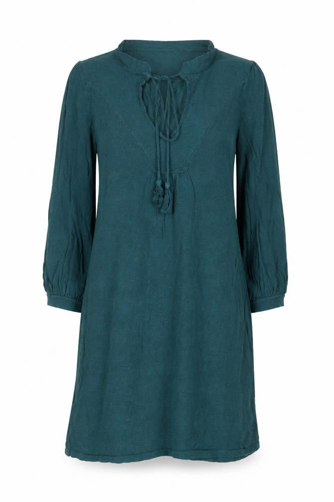 Topshop Women Green Size 6 Jumper Dress Long Puff Sleeve Tie Waist