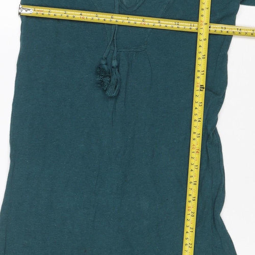 Topshop Women Green Size 6 Jumper Dress Long Puff Sleeve Tie Waist