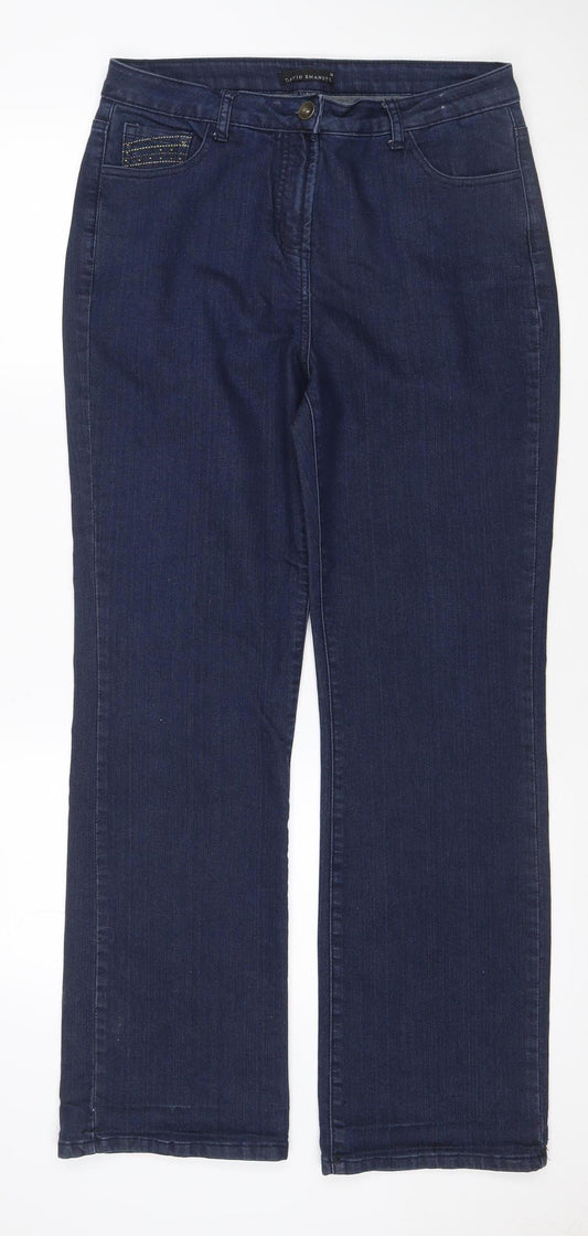 David Emanuel Women’s Blue Bootcut Stretch Jeans UK 14 Dark Wash