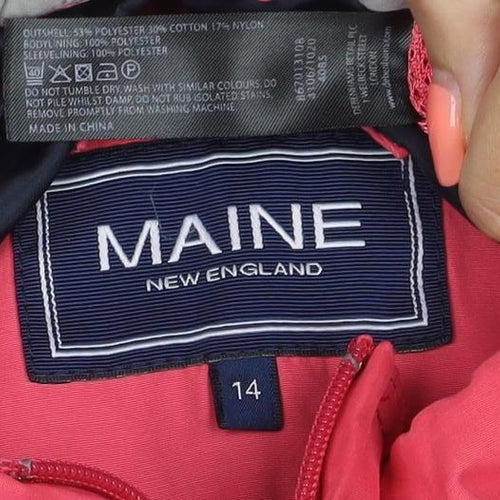 Maine New England Women’s Pink UK 14 Hooded Rain Jacket